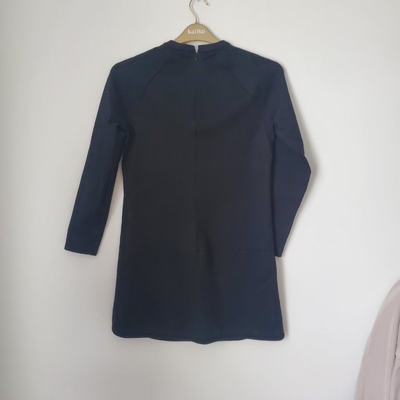 ZARA Women's Modest Black Tunic Top Mesh Accent High Neck Minimalist Dark Moody - Picture 7 of 7